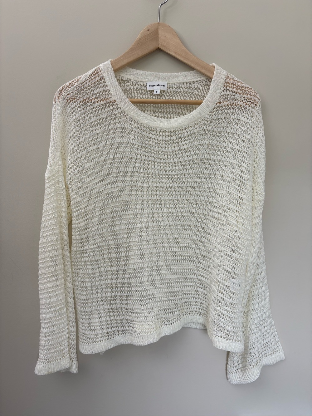 Superdown Open Knit Off White Sweater Size Small *Flaws